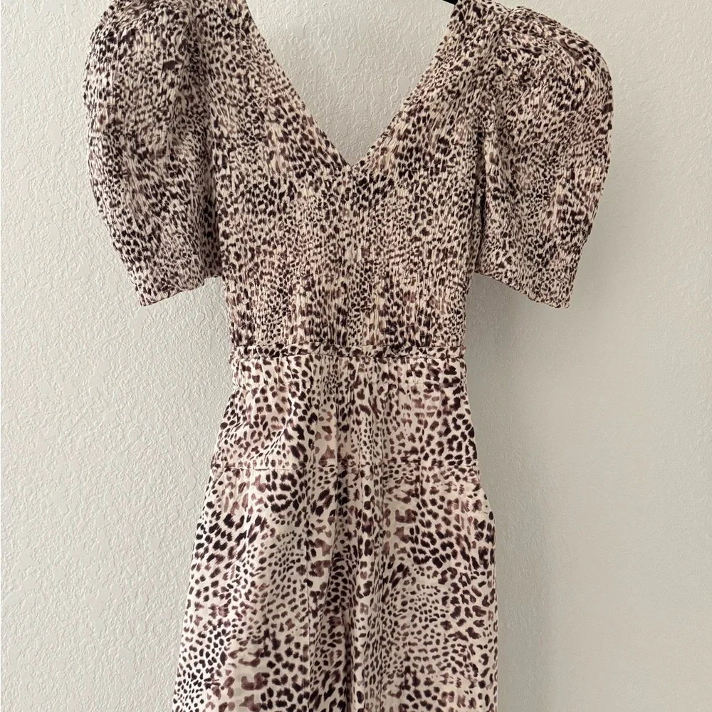 Sea Calla Women's Cheetah Print Smocked‎ Waist Jumpsuit Size 6 Animal Print